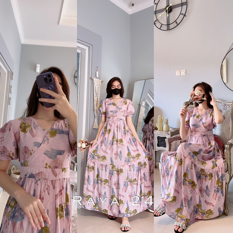 Daster Arab FAIRUZ RAYA Maxi Dress Kimono Rayon Premium Bumil Busui nyaman