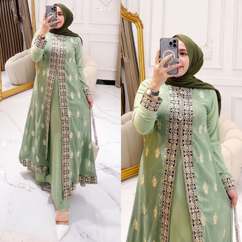 GAMIS ABAYA TURKEY BORDIR PAYET FULL KELILING