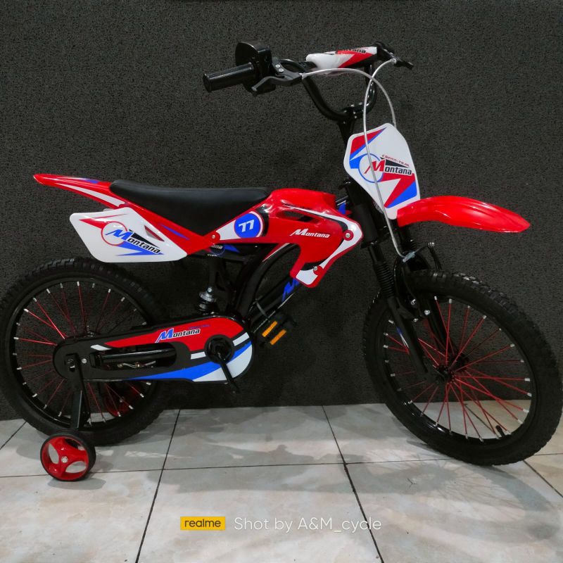 Sepeda Anak 18 inchi BMX Montana Cross trail sepeda BMX model motor trail bel gas motor mirip wimcyc