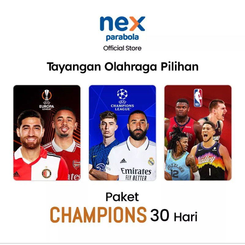 Paket Nex Parabola Champions 30 Hari