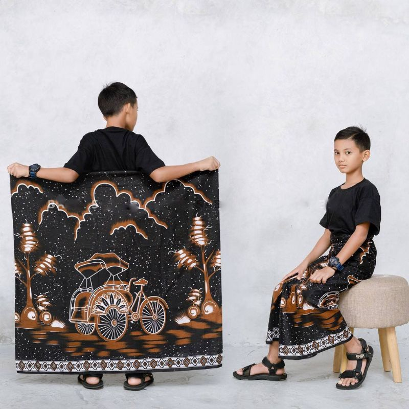 SARUNG ANAK SD ATAU SMP KANG SANTRI MOTIF BECAK | SARUNG BATIK | GUS AZMI (BATIK FARKHAN)