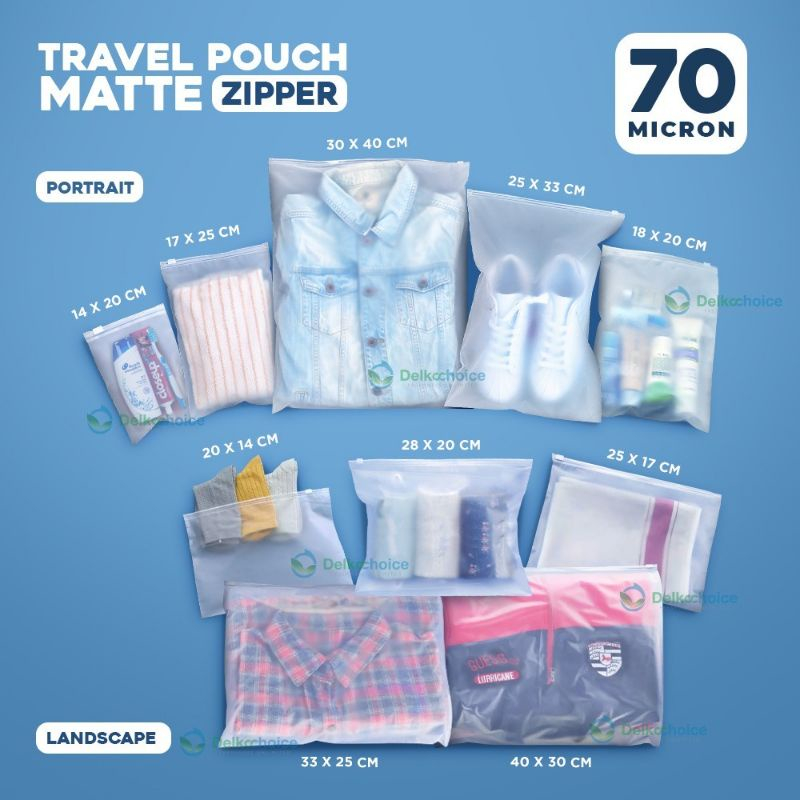 Travel Pouch Organizer Serbaguna Ziplock Matte Potrait 17x25