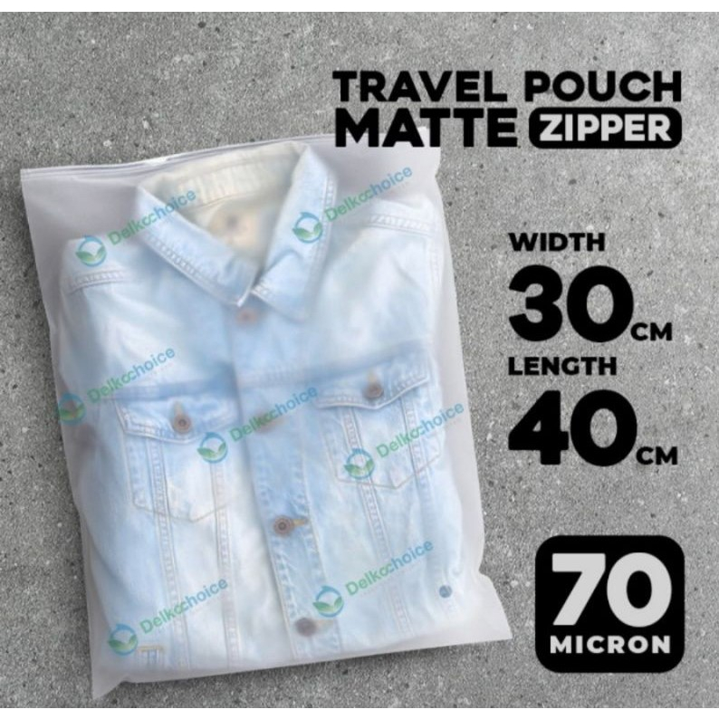 Travel Pouch Organizer Serbaguna Zipper Matte Potrait 30x40