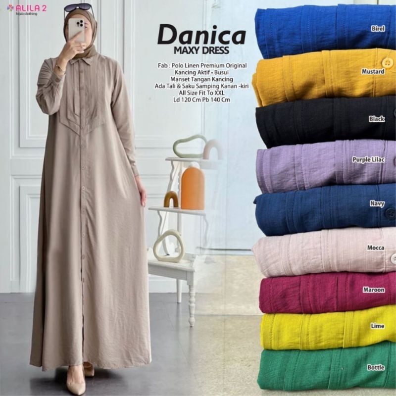 Danica dress, bahan Polo linen premium ori, Ld.120 Pb.140 busui, by Alila