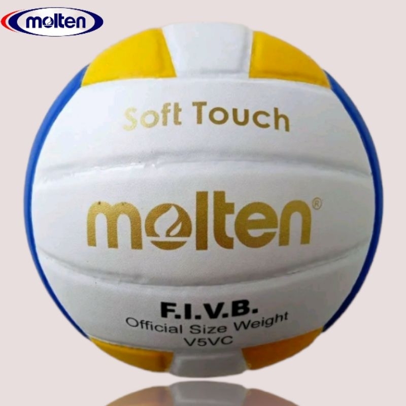 bola voli molten pres ringan untuk anak.gratis jaring dan pentil