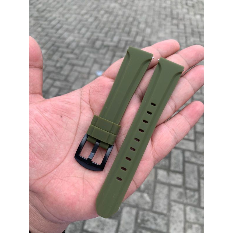 Strap tali jam tangan silicon mutu terjamin hijau 20mm lembut lentur