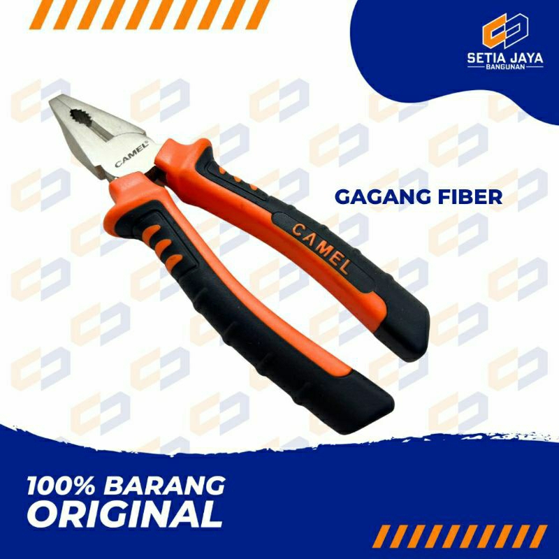 Tang Kombinasi / Orange Camel Gagang Fiber / Karet 6 / 7 / 8 Inch
