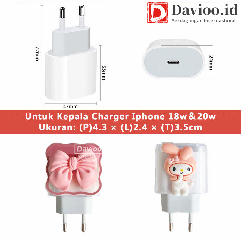 Iphone 18w&amp;20w | Set 5 PCS Paket Cover Pelindung Kabel &amp; Kepala Charger Untuk Charger Iphone 18w &amp; 20w