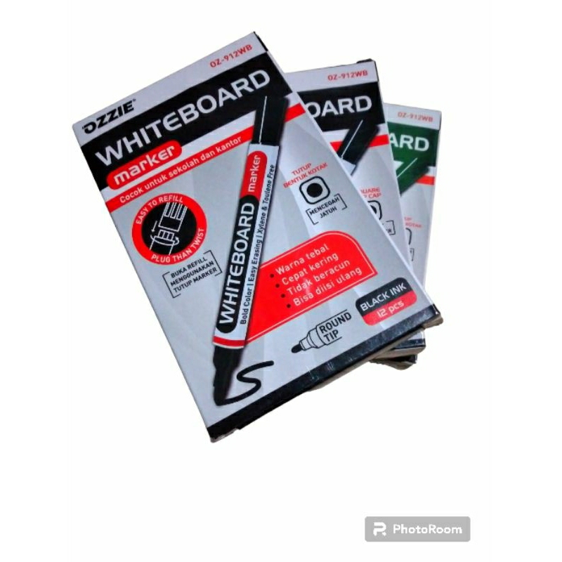 

Spidol whiteboard Marker Ozzie Hitam 12 Pcs