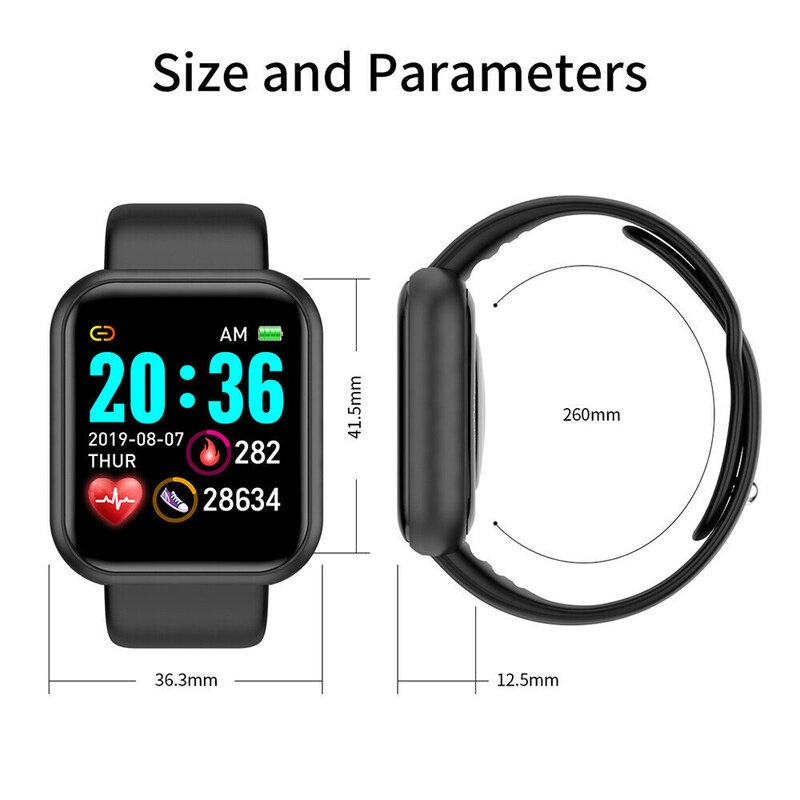 Smartwatch Smart Watch Y68 Sport Sporty Bluetooth Touchscreen Amoled Display Waterproof Jam Tangan Olahraga Pintar Digital Layar Sentuh Anti Air Pengukur Detak Jantung Langkah Kaki Kalori Tekanan Darah Pelacak Kebugaran Fitness Tracker Unisex Pria Wanita