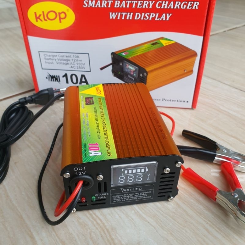 SMART BATTERY CHARGER CASAN AKI 12V 10AMPER ADA DISPLAY KLOP