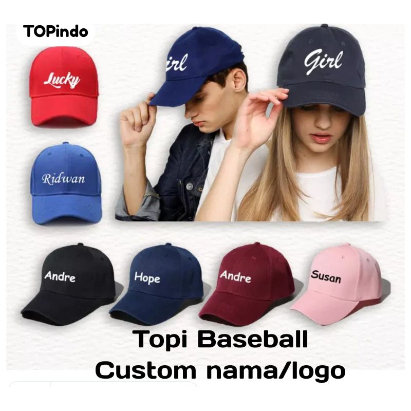 Topi Baseball Dewasa Custom Bordir Nama/logo suka suka