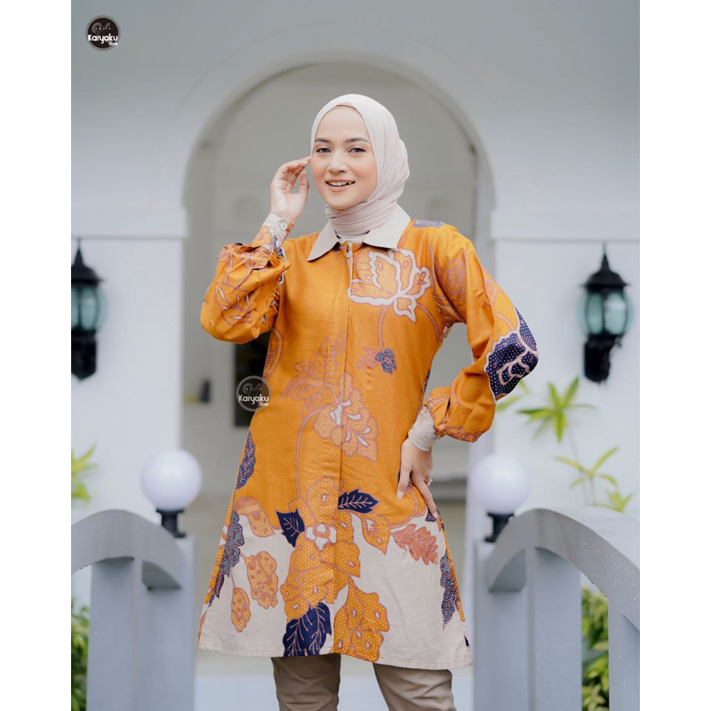 Atasan Tunik Batik Best Sellee Terbaru Couple Kemeja Batik Pria Lengan Panjang Bahan Kain Katun