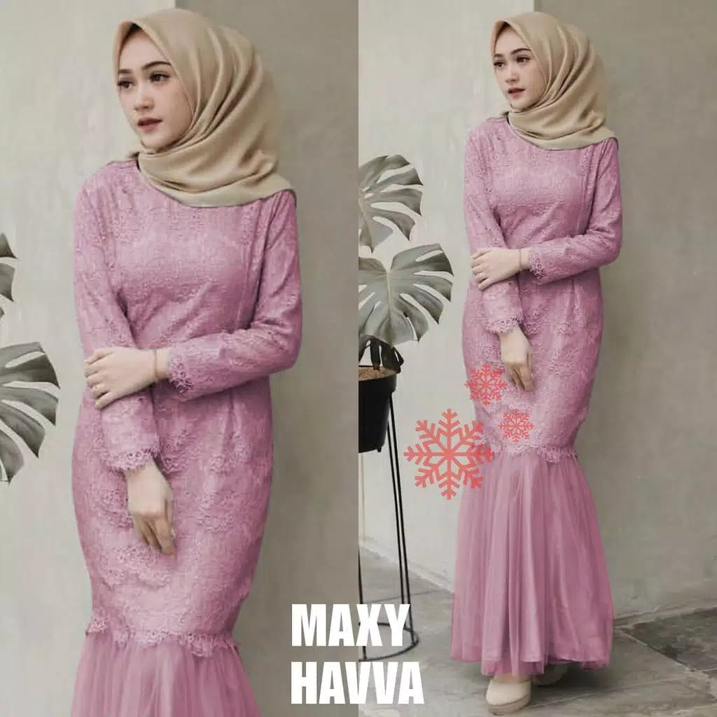 Pakaian Muslim Wanita  Kekinian/Maxi HAVVA Size L - XL / Matt Brokat Glitter Mix Tille Tutu