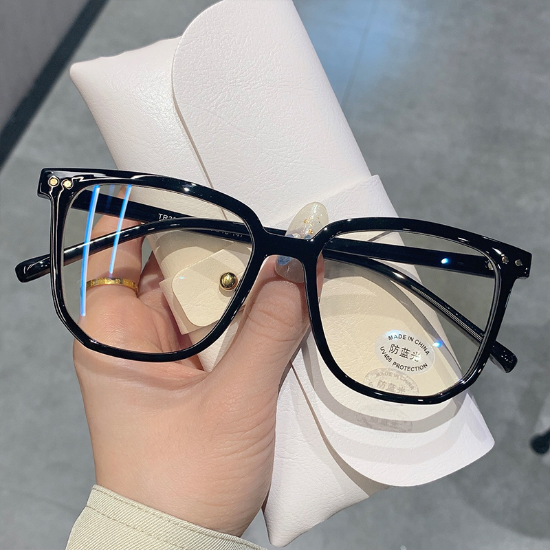 COD❤️Kacamata Wanita Korea Anti Radiasi Transparan Blue Light Bentuk Bulat Gaya Retro Eyeglasses Fashion