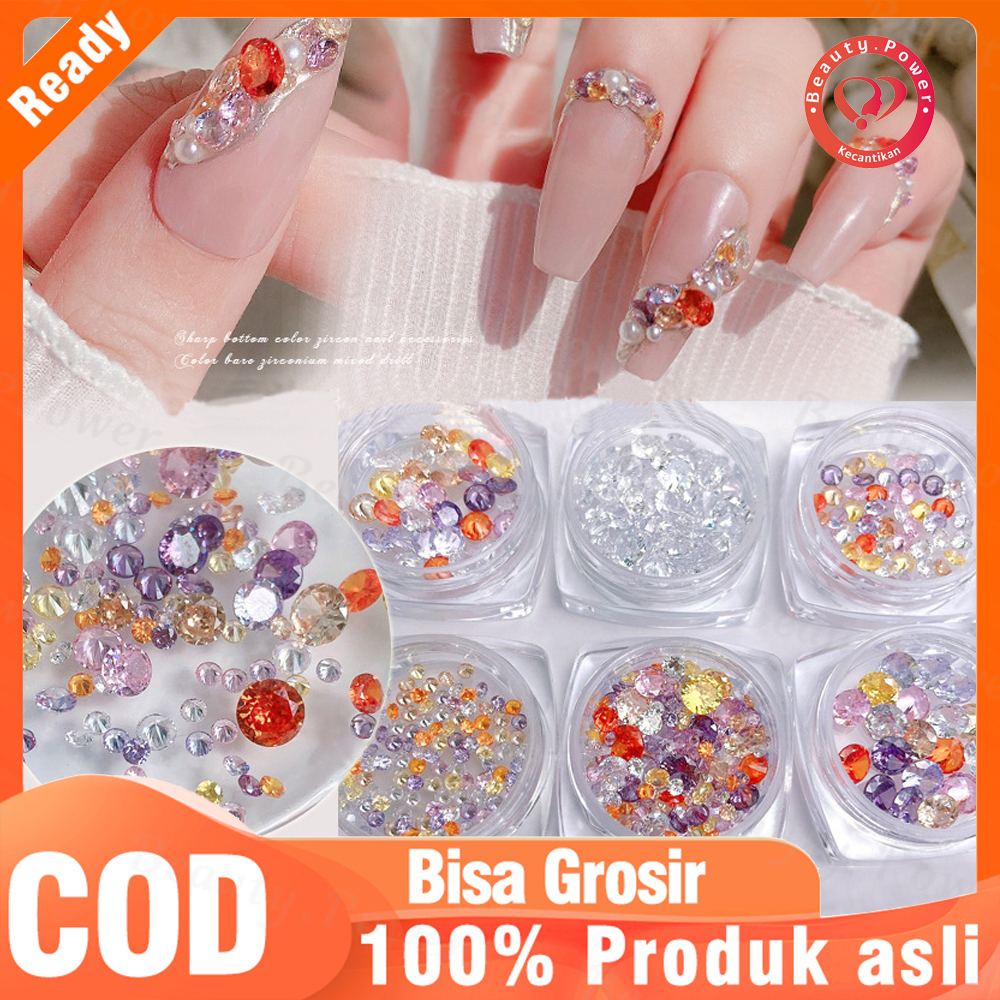 1 kotak Glitter Kuku Berlian Imitasi 3D Kristal AB Warna Permata Tidak Teratur Perhiasan Manik-Manik Nail Art Manicure Dekorasi Aksesoris