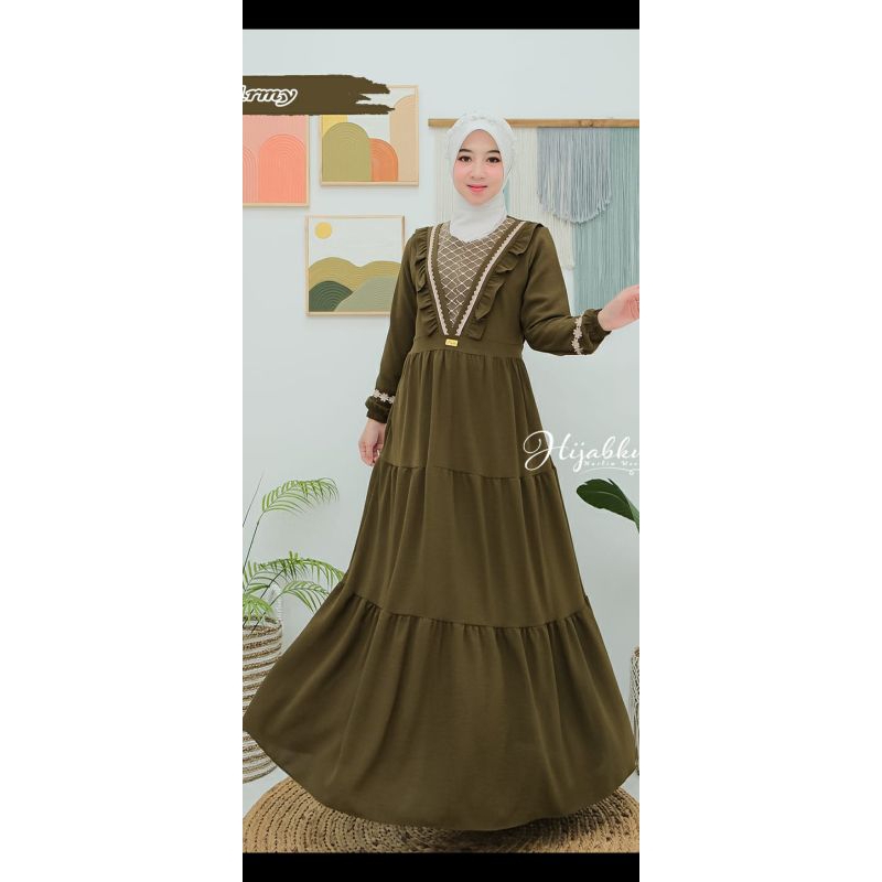 Halise Dress by halis // gamis Busui //gamis crinkle ori mkx renda //gamis Crinkle umpak