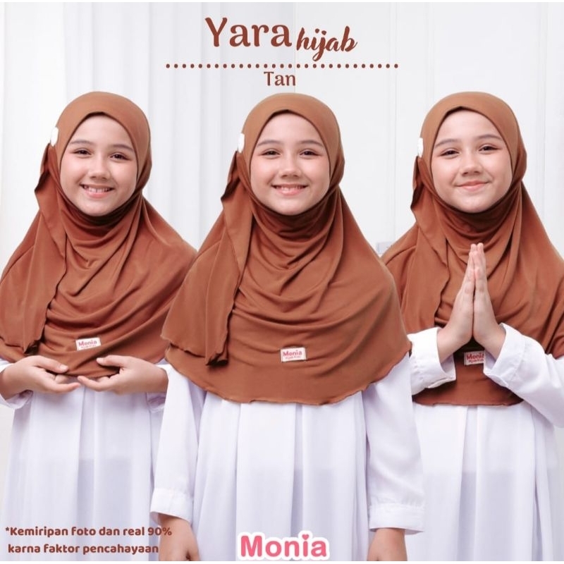 Yara Hijab by Monia Hijab Kids Tan size MLXL | Hijab Instant Anak Terlaris