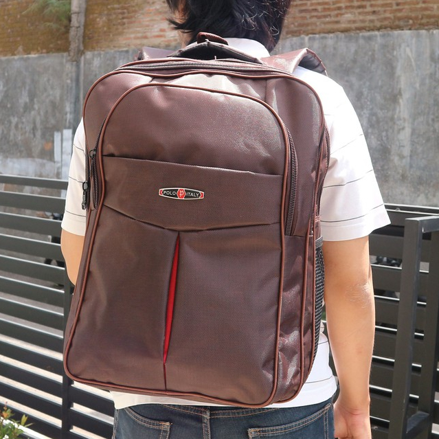 Ransel Gendong Pria Polo Besar Coklat Backpack Punggung Pria Keren Tas Sekolah Polo Berkualitas Awet Bonus Raincover Tas Kerja Dinas