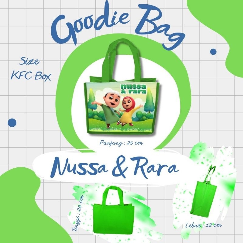 

Tas Ultah Nussa dan Rara/ Tas Ulang Tahun Anak / Tas Aqiqah / Goodie Bag Souvenir Besek Kantong Custom Nama Dan Foto