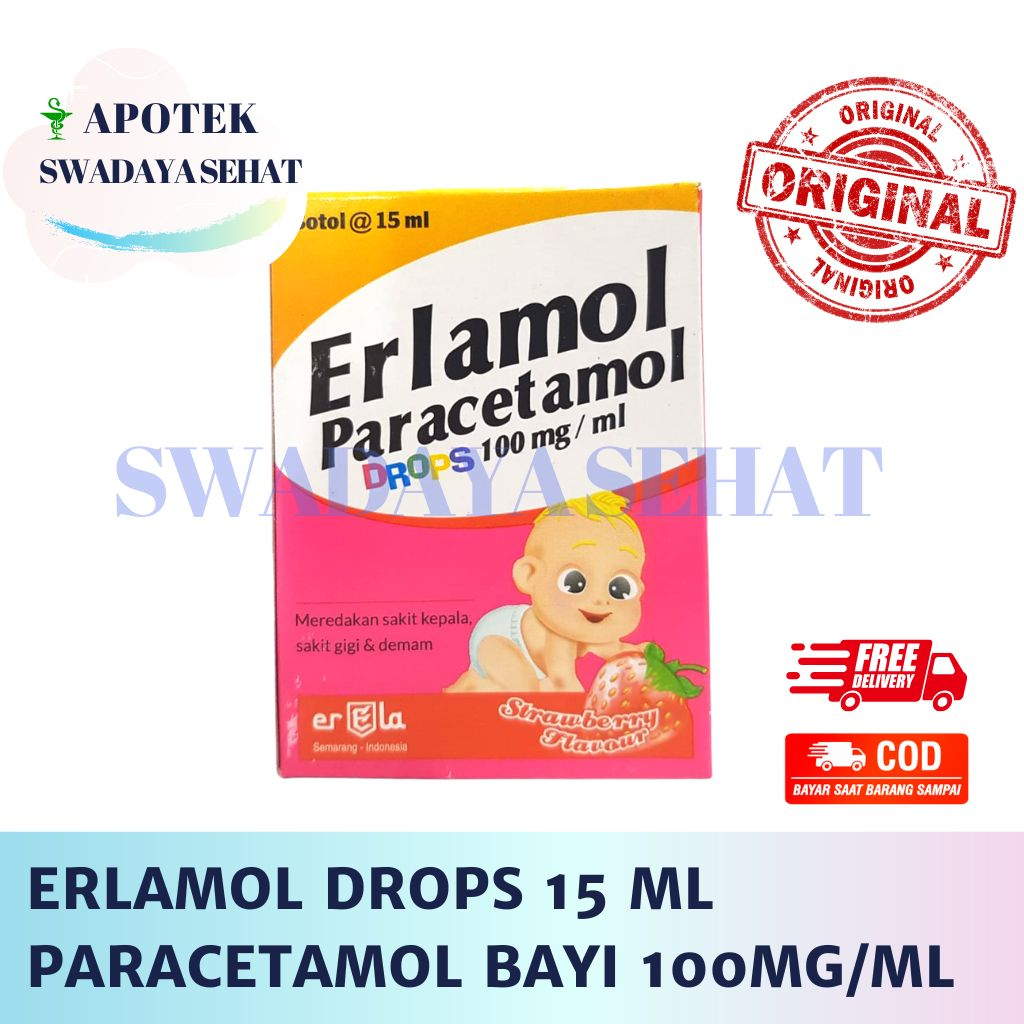 ERLAMOL DROPS 15 ML - Paracetamol 100 MG per ML Obat Demam Panas Bayi