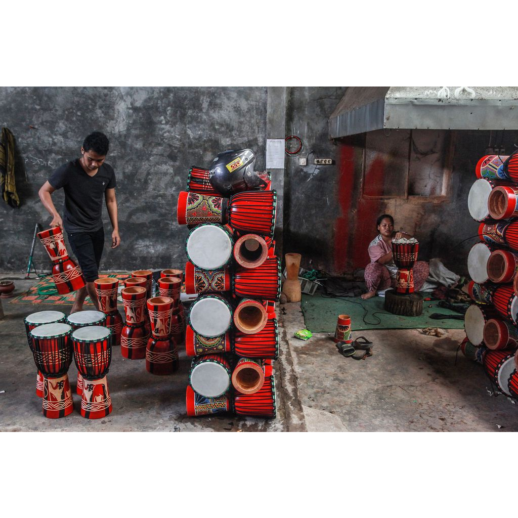 silvessmarten [ TERMURAH ] mainan anak kendang gendang jimbe rebana Hadroh / Alat Musik Tradisional 