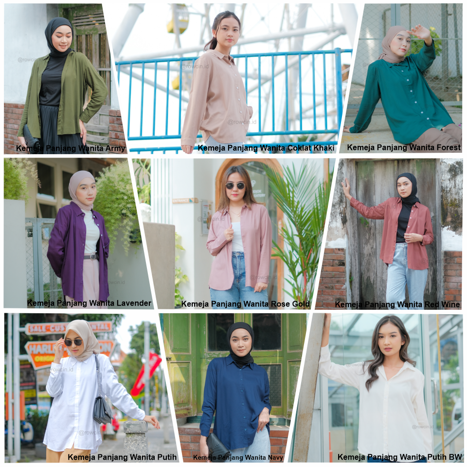 KEMEJA WANITA POLOS LENGAN PANJANG WANITA KATUN RAYON LONG SHIRT ORGANIK