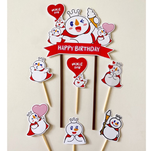TOPPER MIXUE ICE CREAM / CAKE TOPPER MIXUE ICE CREAM / TOPPER KUE MIXUE ICE CREAM / HIASAN KUE MIXUE