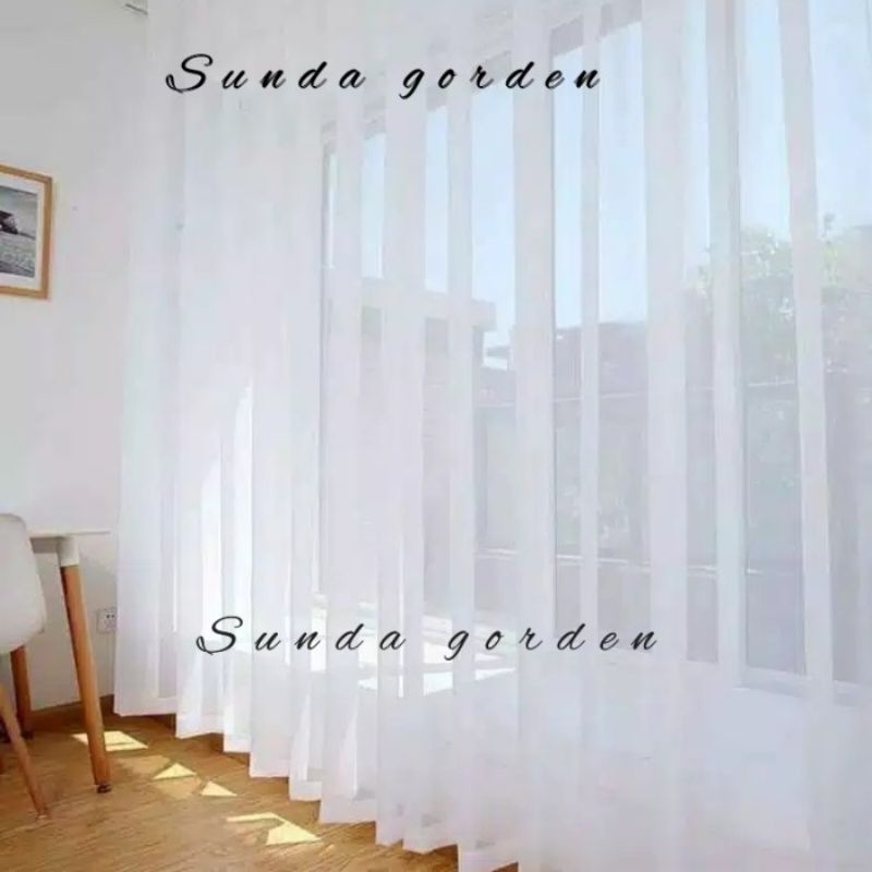 Gorden vitrase putih polos Hordeng jendela minimalis