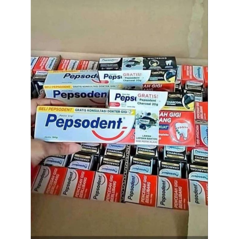 Pasta gigi pepsodent 190gr + pepsodent charcoal 20gr
