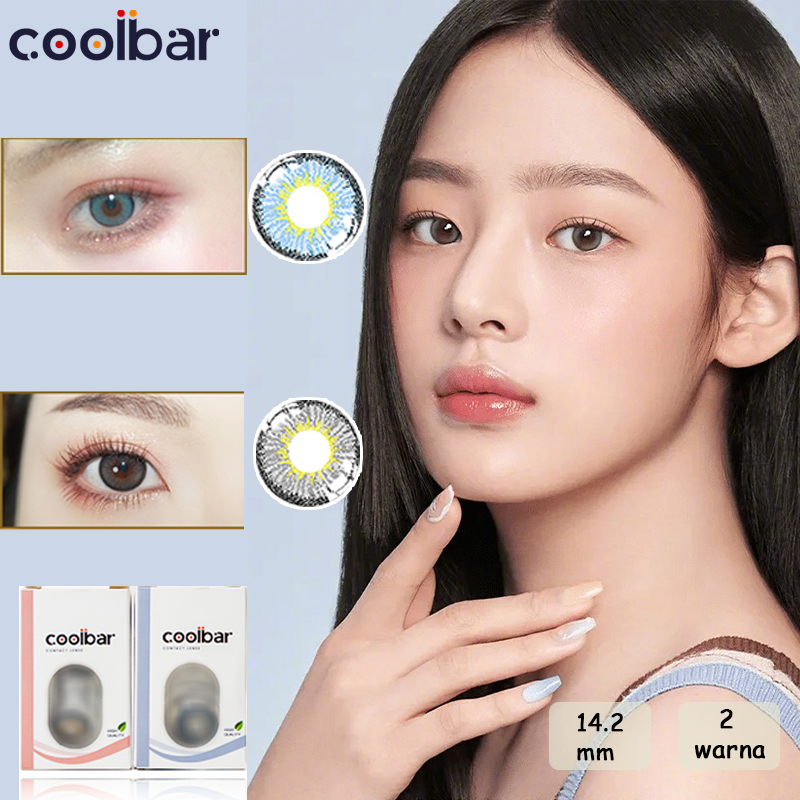 COOLBAR 1 Pasang Lensa Kontak Warna Diameter 14.2 MM Lensa Kontak Soflens/Softlense Light Gray/Light Bule