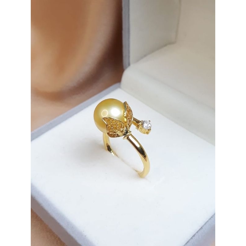 Cincin emas asli mutiara air laut | Mutiara Lombok Asli