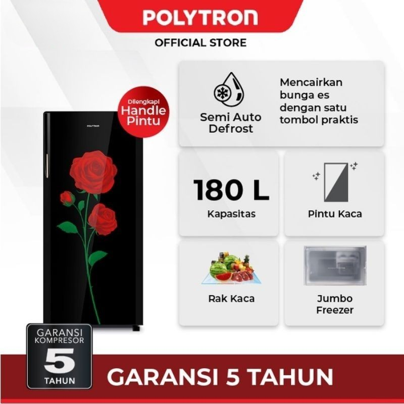 Kulkas Polytron 1 pintu Belleza Varia 180 liter PRA 18 DRX