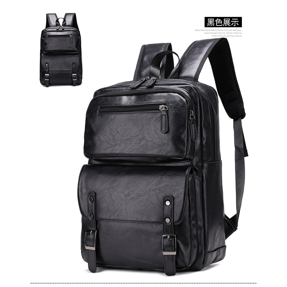 Tas Ransel Laptop Pria Kulit PU Import