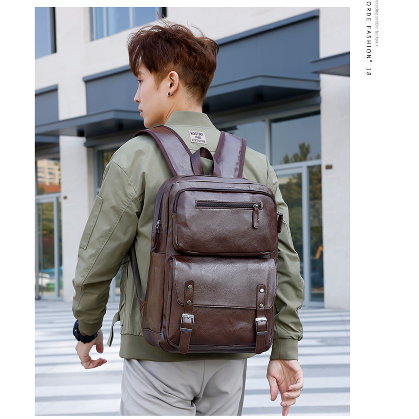 Tas Ransel Laptop Pria Kulit PU Import