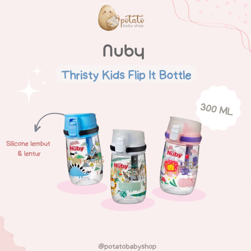 Nuby Thristy Kids Flip It Bottle 300 ml - Botol Minum Anak
