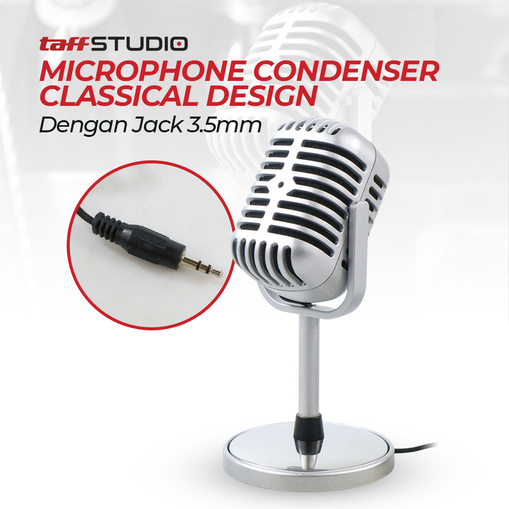 TaffSTUDIO Microphone Condenser Classical Design Vintage Retro - C01U - Silver