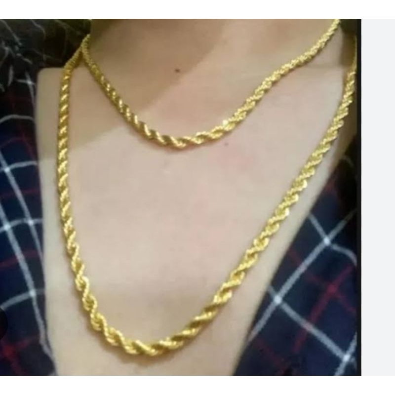 Kalung Rantai Tambang Besar Titanium Silver / gold Pria Cowok Macho
