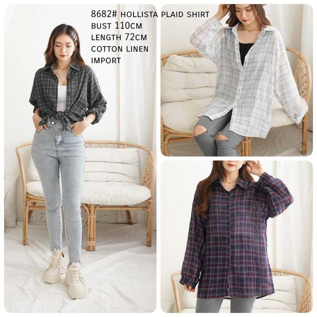 GROSIR FASHION 8682# hollista plaid shirt FASHION WANITA three m threem 3m 3ms TM