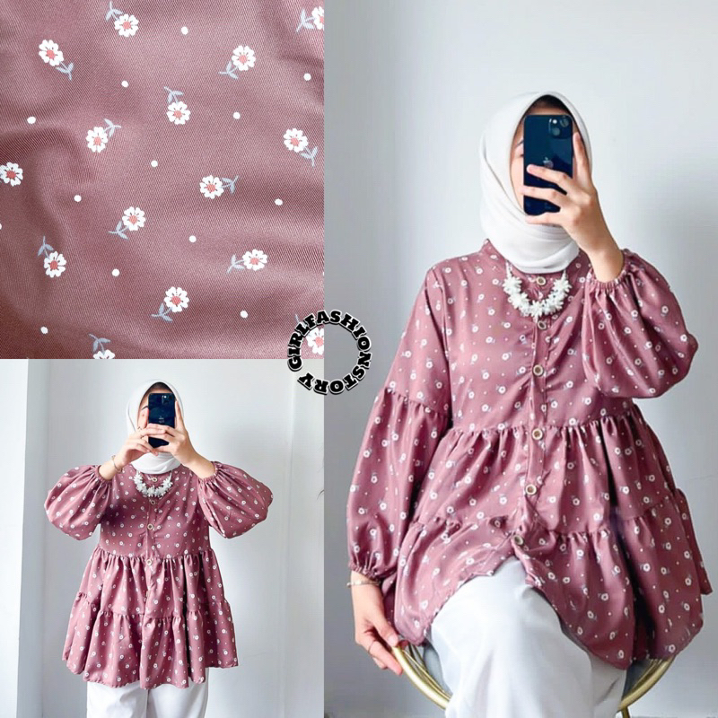 AMARA BLOUSE / BLOUSE FLORAL OVERSIZE / ATASAN BLOUSE MOTIF BUNGA