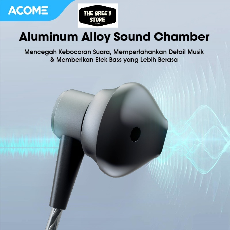 Acome Wired Earphone Headset AluminumAlloy Garansi Resmi 1 thn AW08