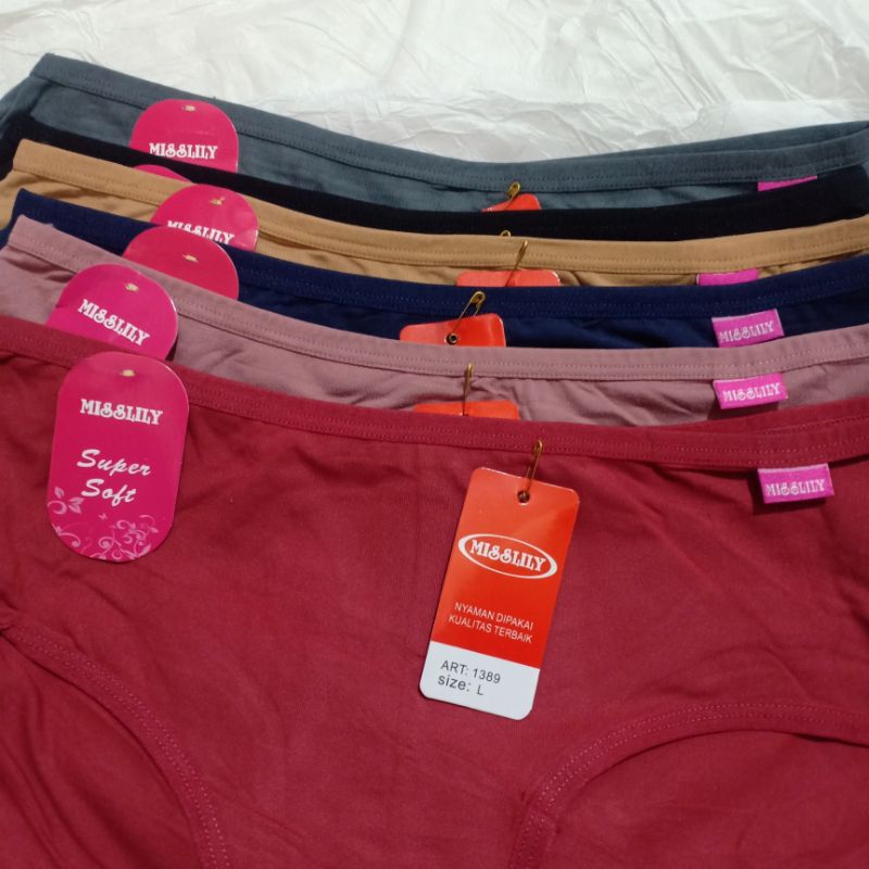 6pcs- CD wanita MISSLILY 1389 midi super soft / CD misslily 1389 / celana dalam perempuan midi super soft misslily terbaru
