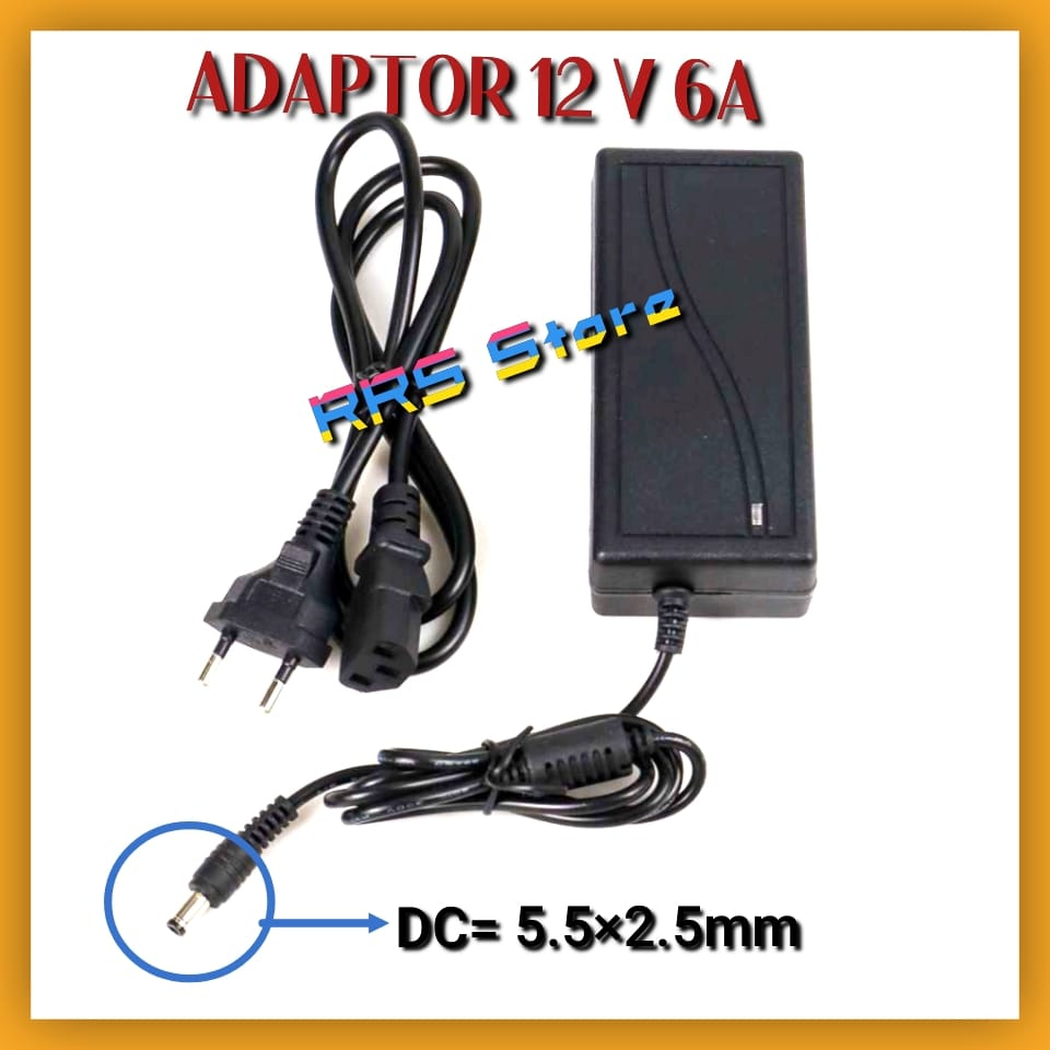 RRS STORE Charger Power supplay Adaptor LED Strip Monitor DC 12V 6A - JC-1260 sudah termasuk kabel power cahrger CCTV RUTER ROUTERES lampu strip, LED display, LED strip, papan reklame