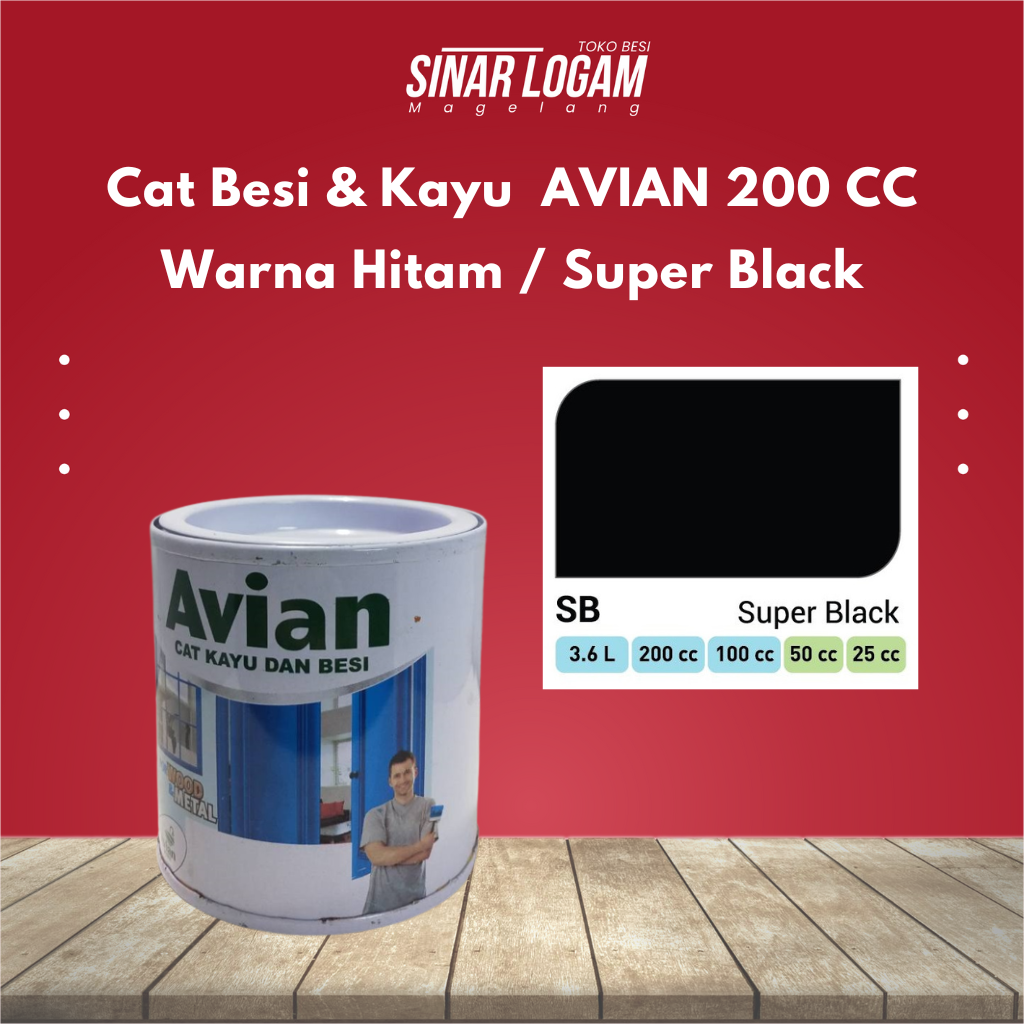 Cat BESI KAYU AVIAN 200 CC WARNA HITAM / SUPER BLACK