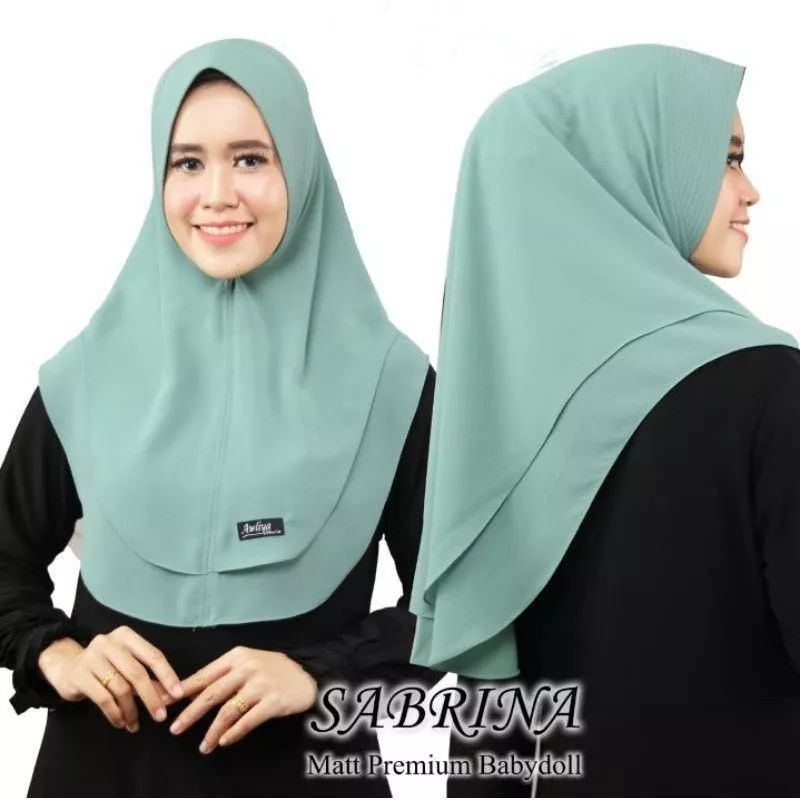 Sage Green Kerudung Hijab Khimar Mini 2Dua Layer Ceruty BabyDoll