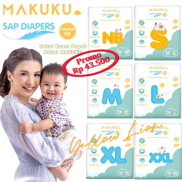 MAKUKU DIAPERS COMFORT FIT PANT [NB32/S30/M28/L26/XL24/XXL22]