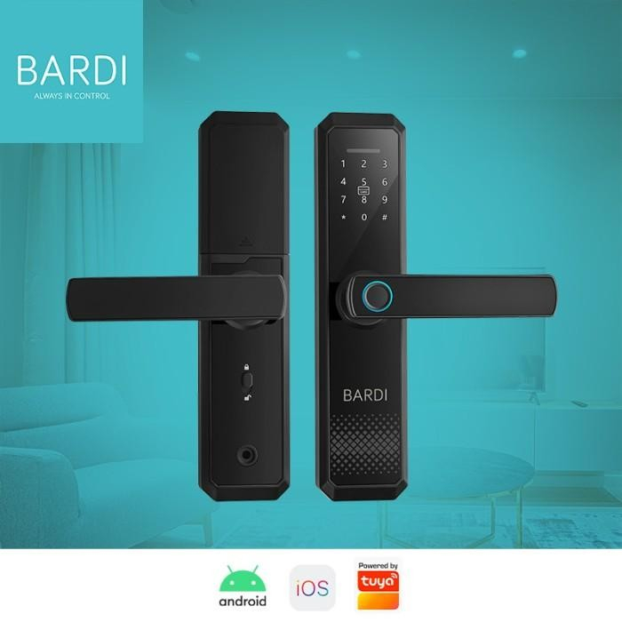 BARDI Smart Door Lock with Handle Lite Version RFID Card Fingerprint Wireless Wifi Gagang Kunci Pintu Rumah Digital Sidik Jari Password Code Home Automation Tuya Kunci Pintar Elektronik USB Charge