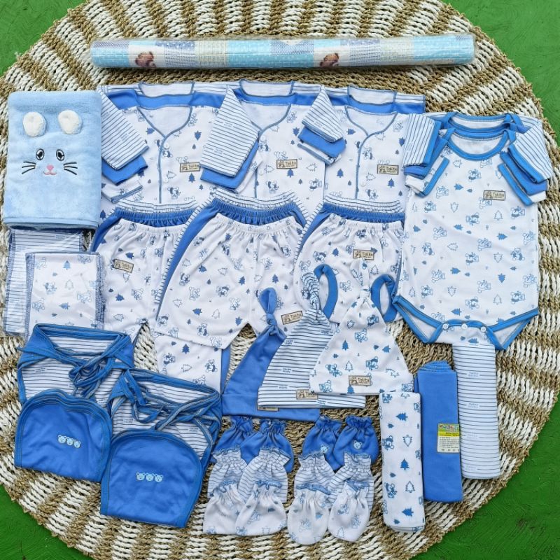 53 PCS Perlengkapan Baju Bayi Baru Lahir Seri Biru/Paket Brojol Baby Paket Komplit Terlengkap talitababywear