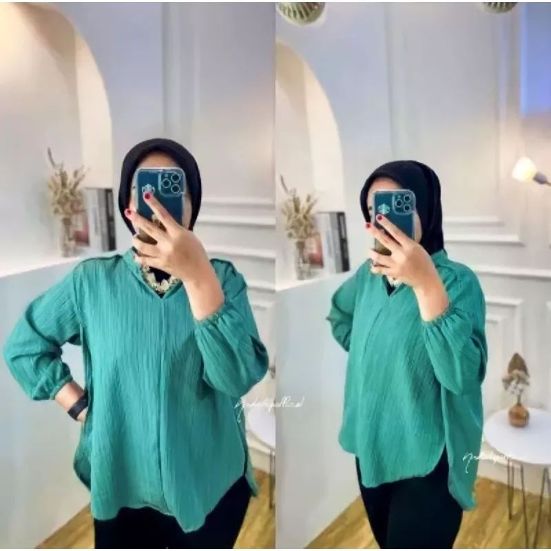 Livia Blouse/Blouse Wanita polos/Blouse Lady Crush/Outer premium Wanita/Kemeja Wanita lengan Balon