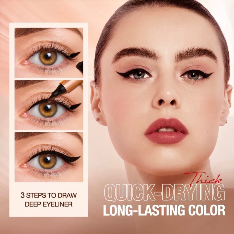 O.TWO.O 2 In 1 Liquid Eyeliner Stamp Waterproof Long-lasting Eye Liner Pencil Makeup